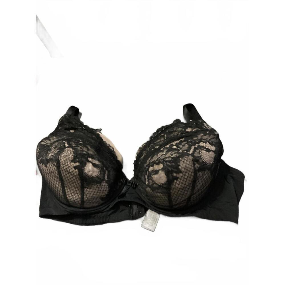 Boudoir Black Lace Push-Up Bra with Bow Detail 40DD